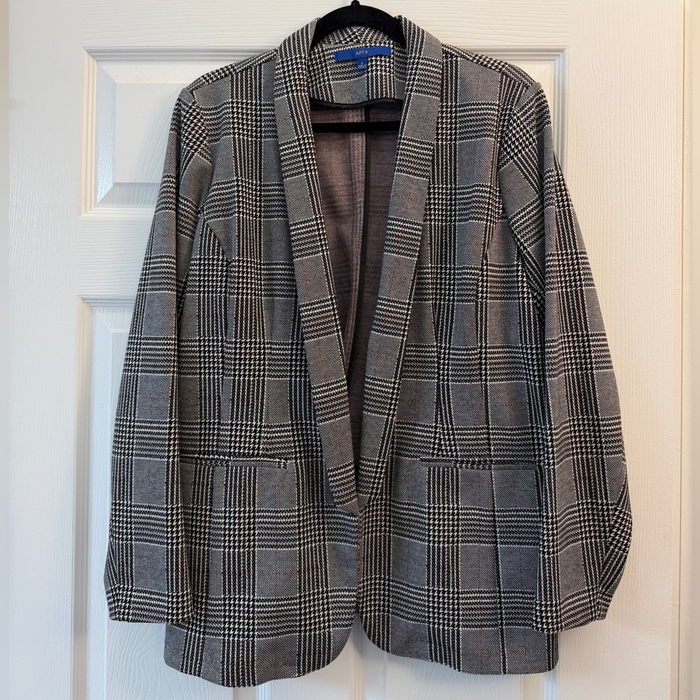 Apt. 9 Houndstooth Glen Plaid Blazer Jacket, Women's Size L